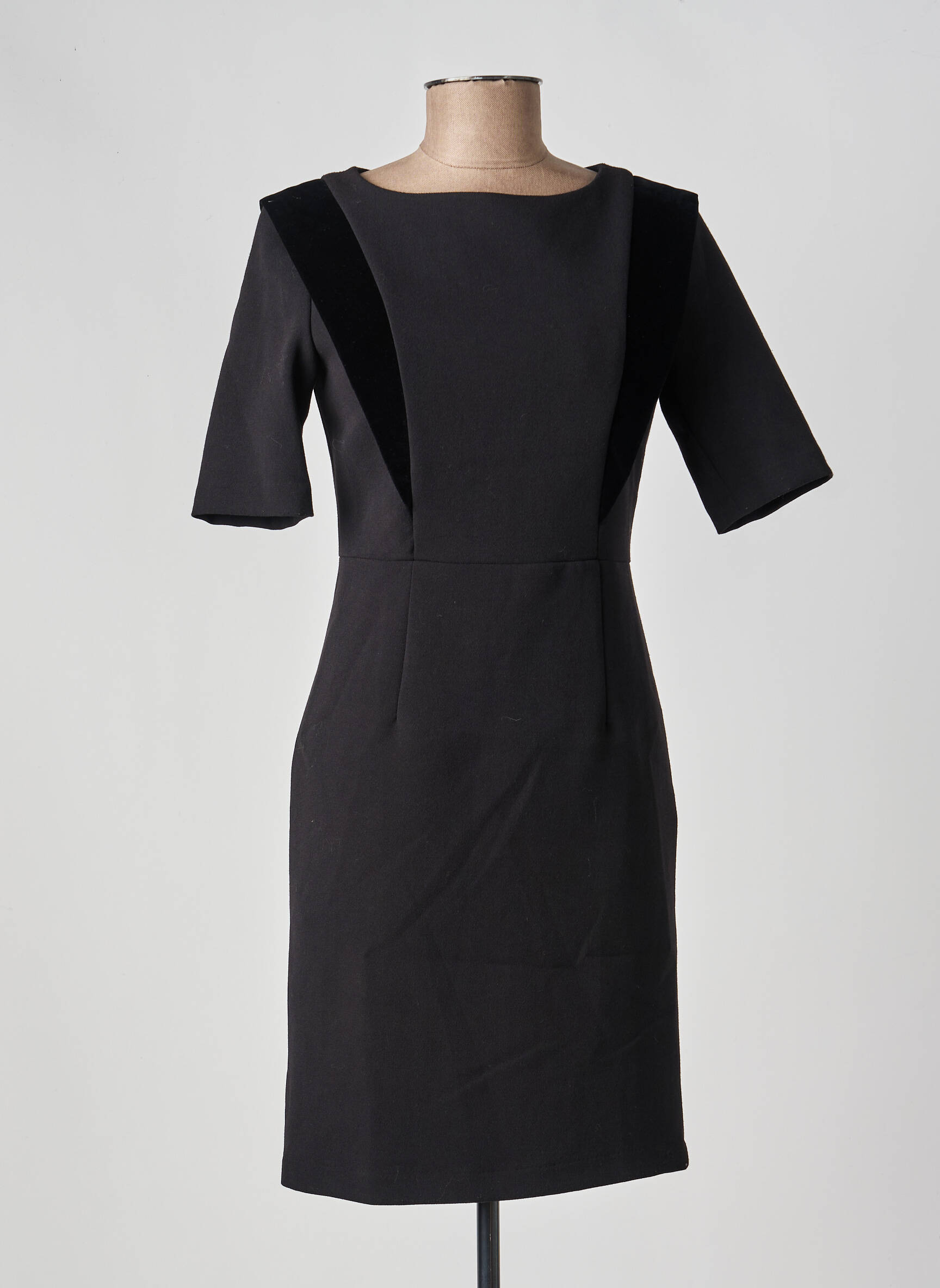 Robe courte fermeture zippée au dos manches courtes noir TRUSSARDI JEANS femme