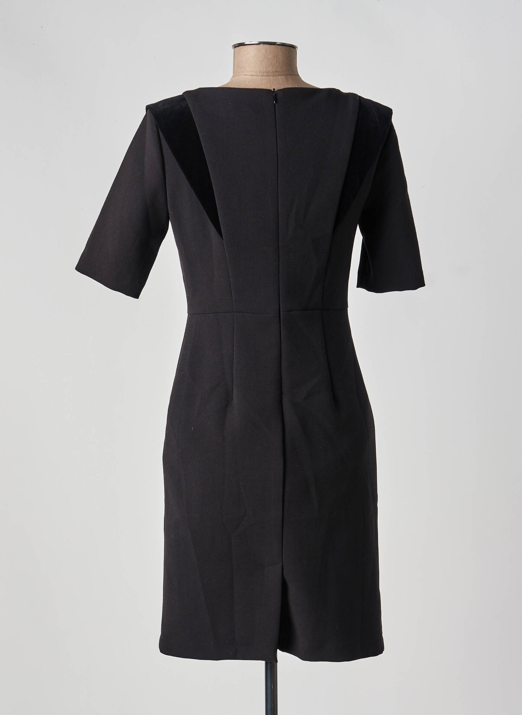 Robe courte fermeture zippée au dos manches courtes noir TRUSSARDI JEANS femme