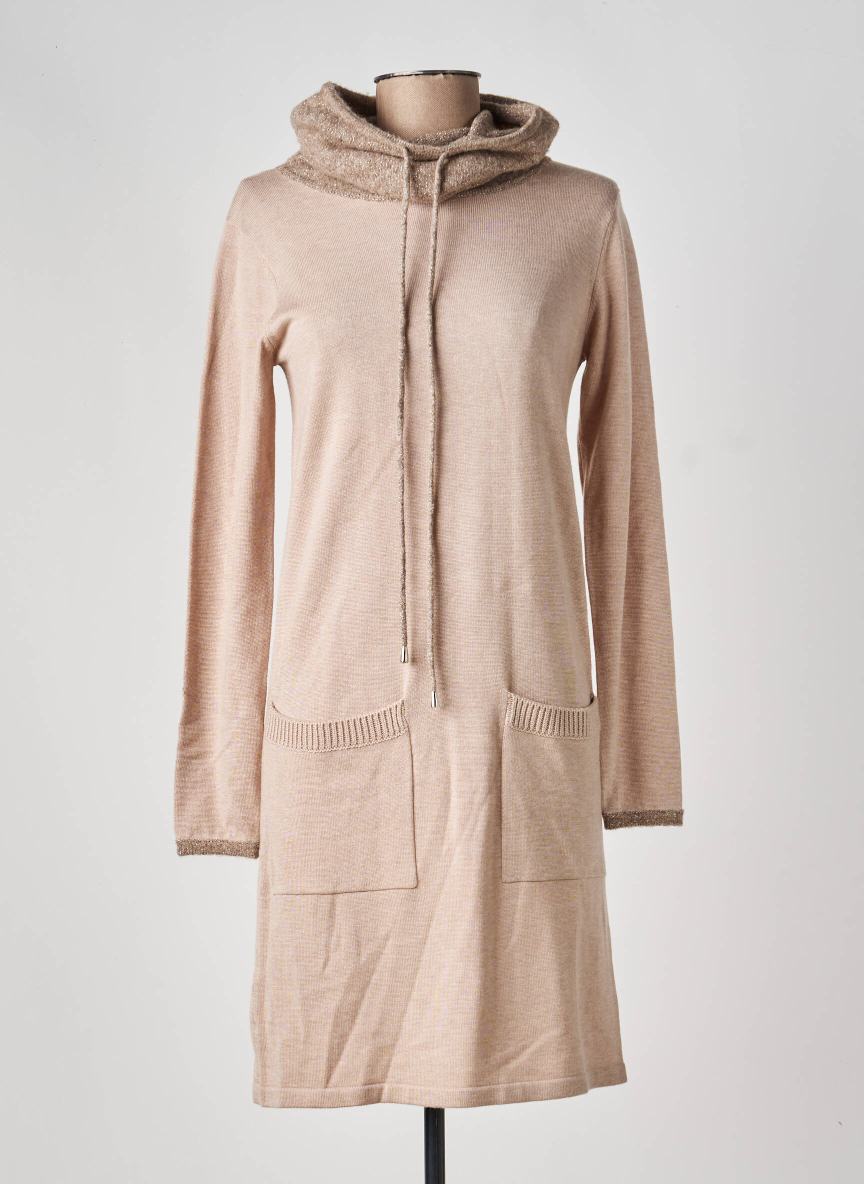 Robe pull col boule manches longues marron FUEGO WOMAN femme
