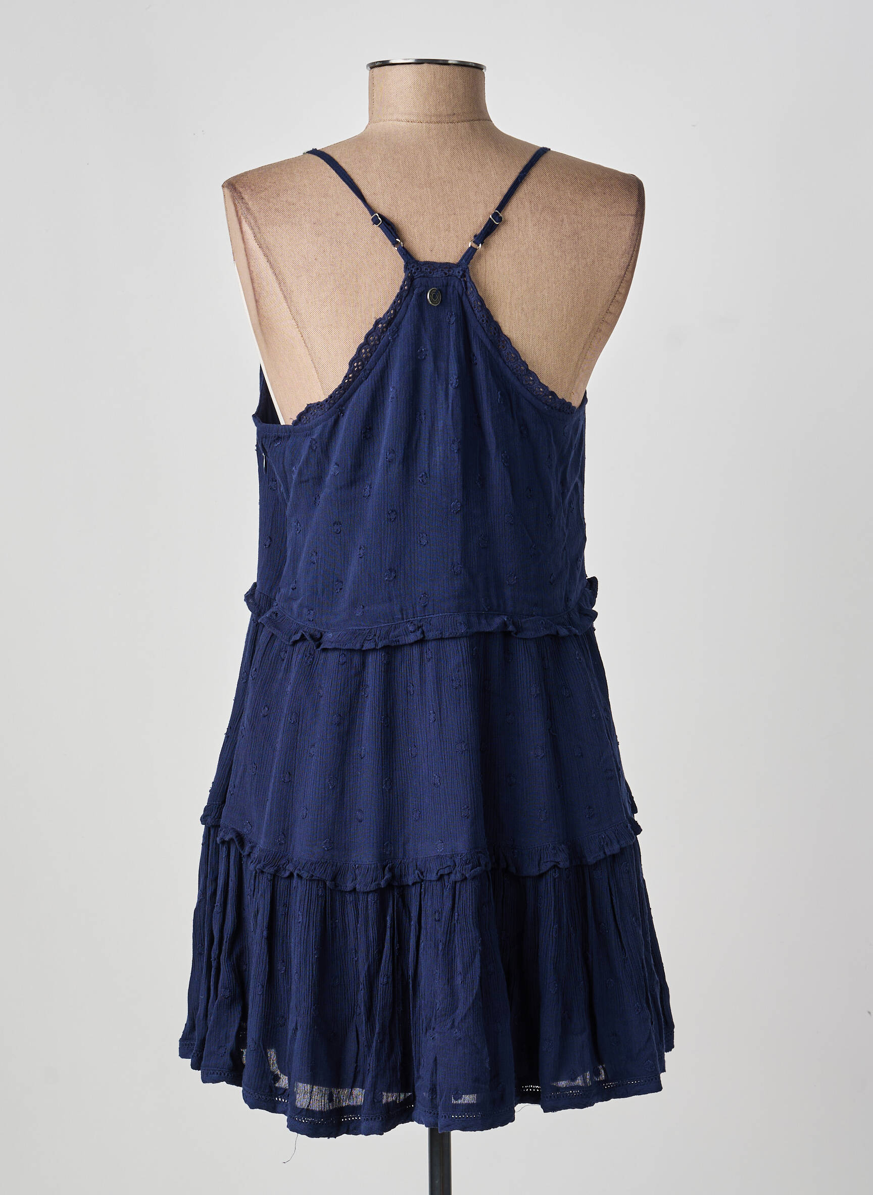Robe courte coupe fluide fines bretelles bleu SUPERDRY femme