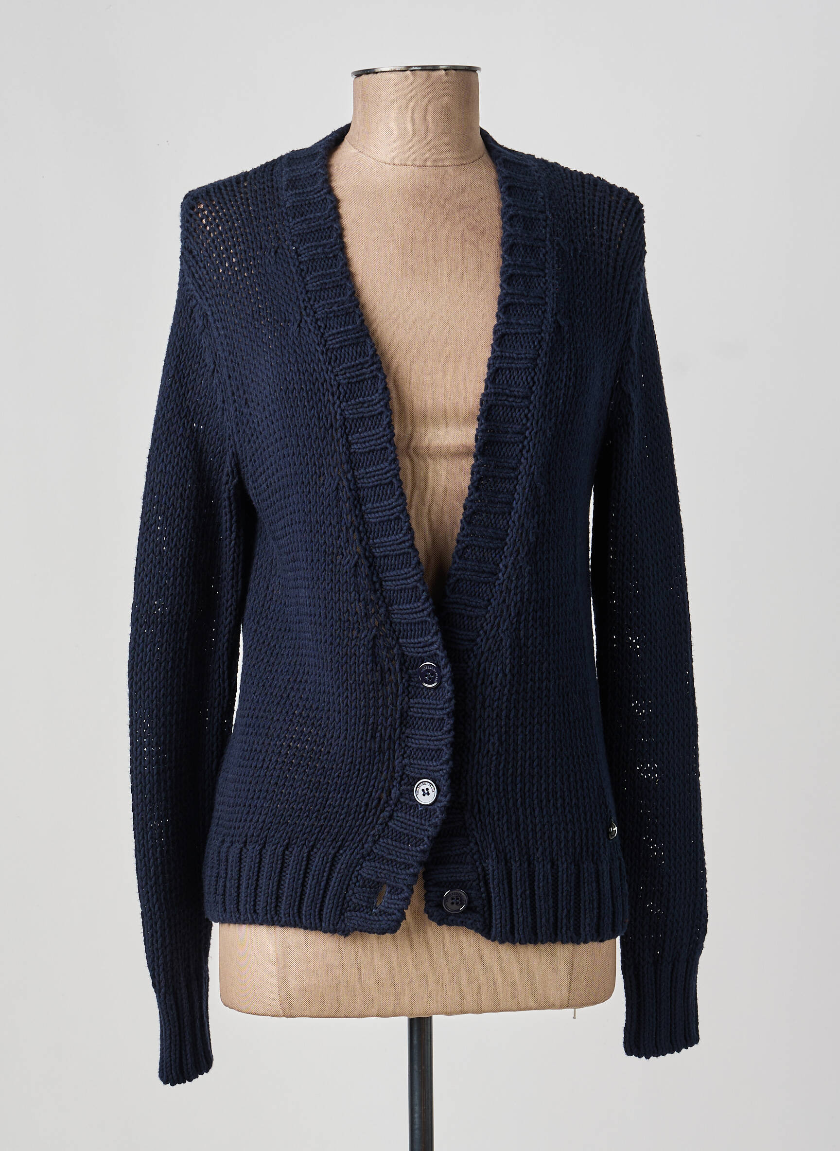 Gilet manches longues resserrée sur le bas bleu TRUSSARDI JEANS femme
