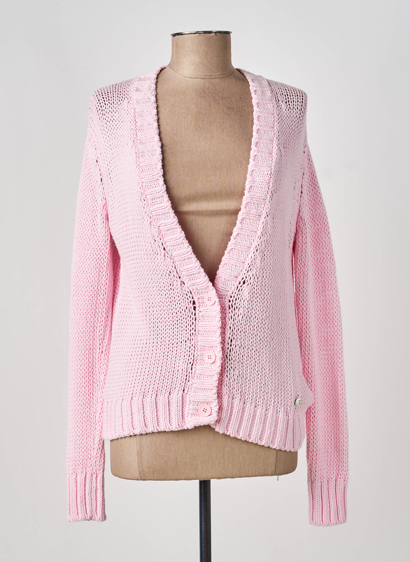 Gilet manches longues resserrée sur le bas rose TRUSSARDI JEANS femme