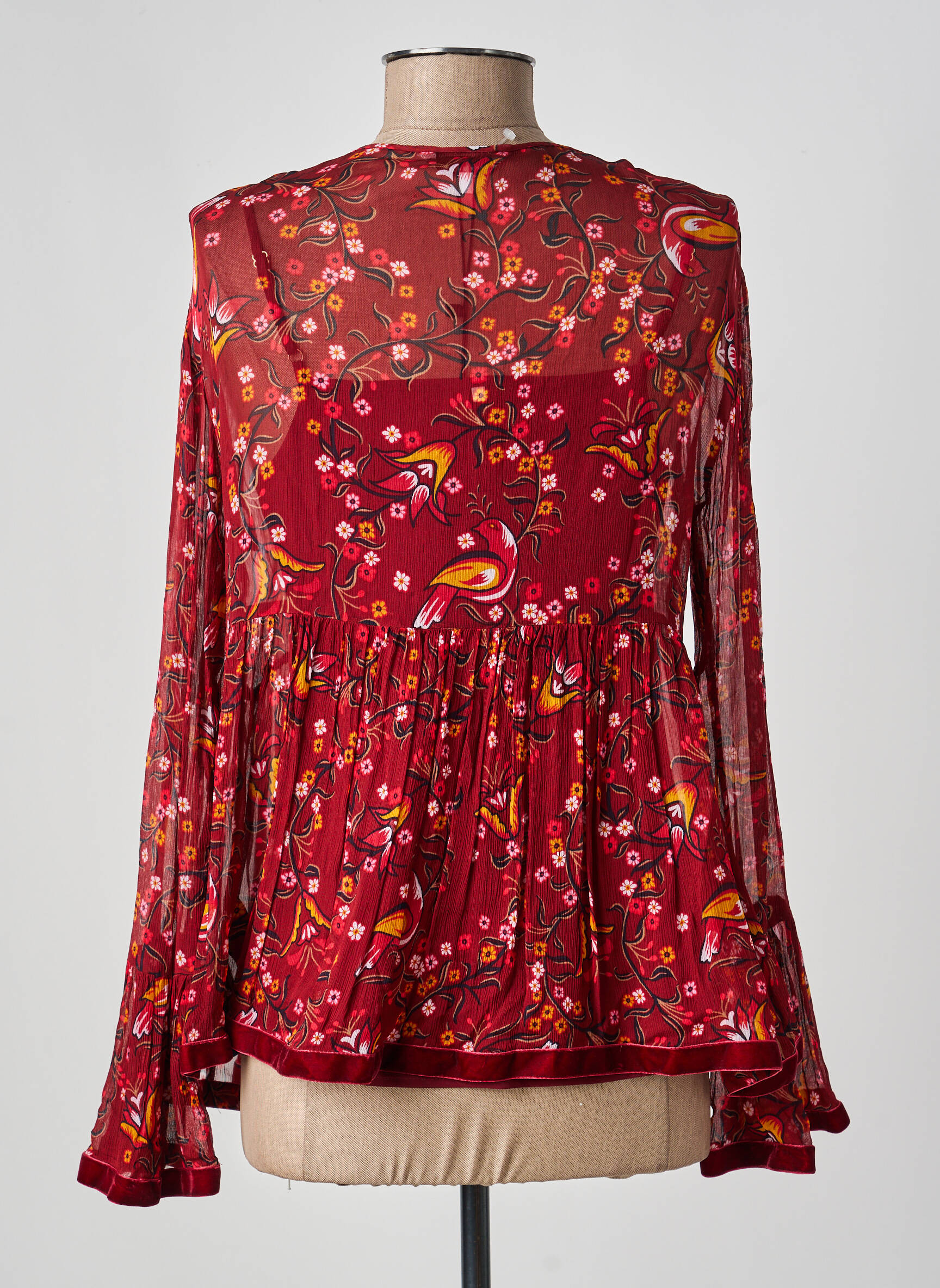 Blouse légère et transparente manches longues rouge TOMMY HILFIGER femme