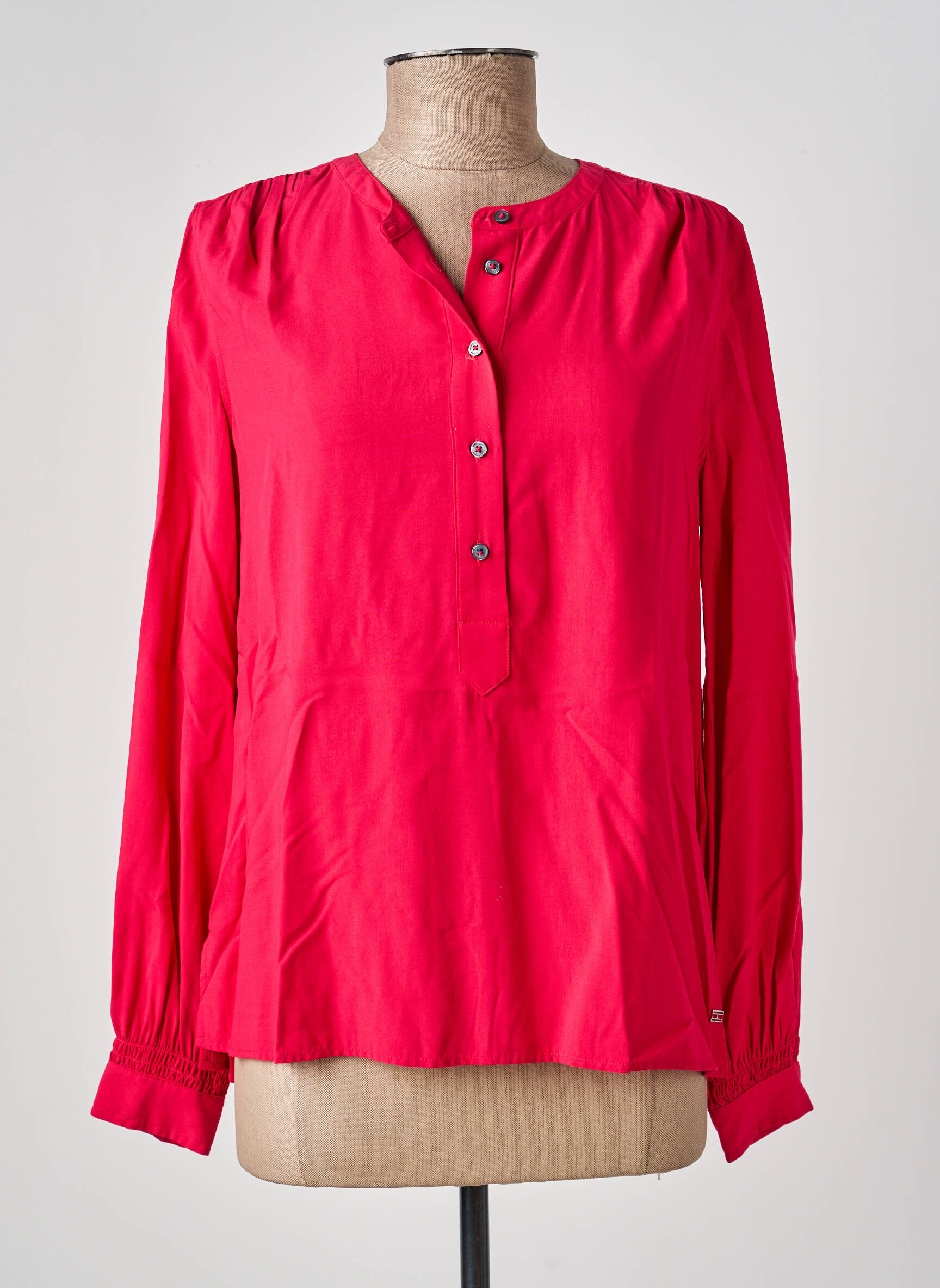 Blouse tissage popeline manches longues rose TOMMY HILFIGER femme