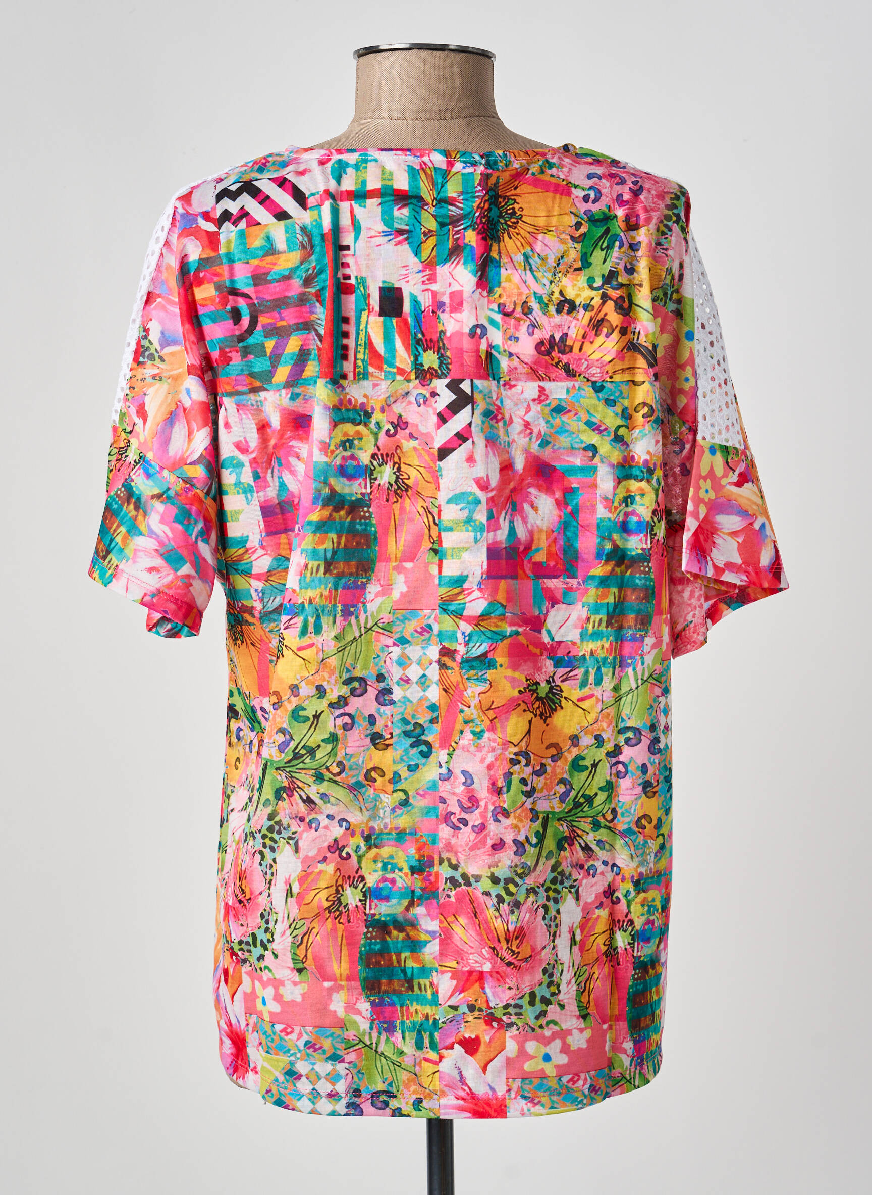 Blouse légère et transparente manches courtes rose KALISSON femme