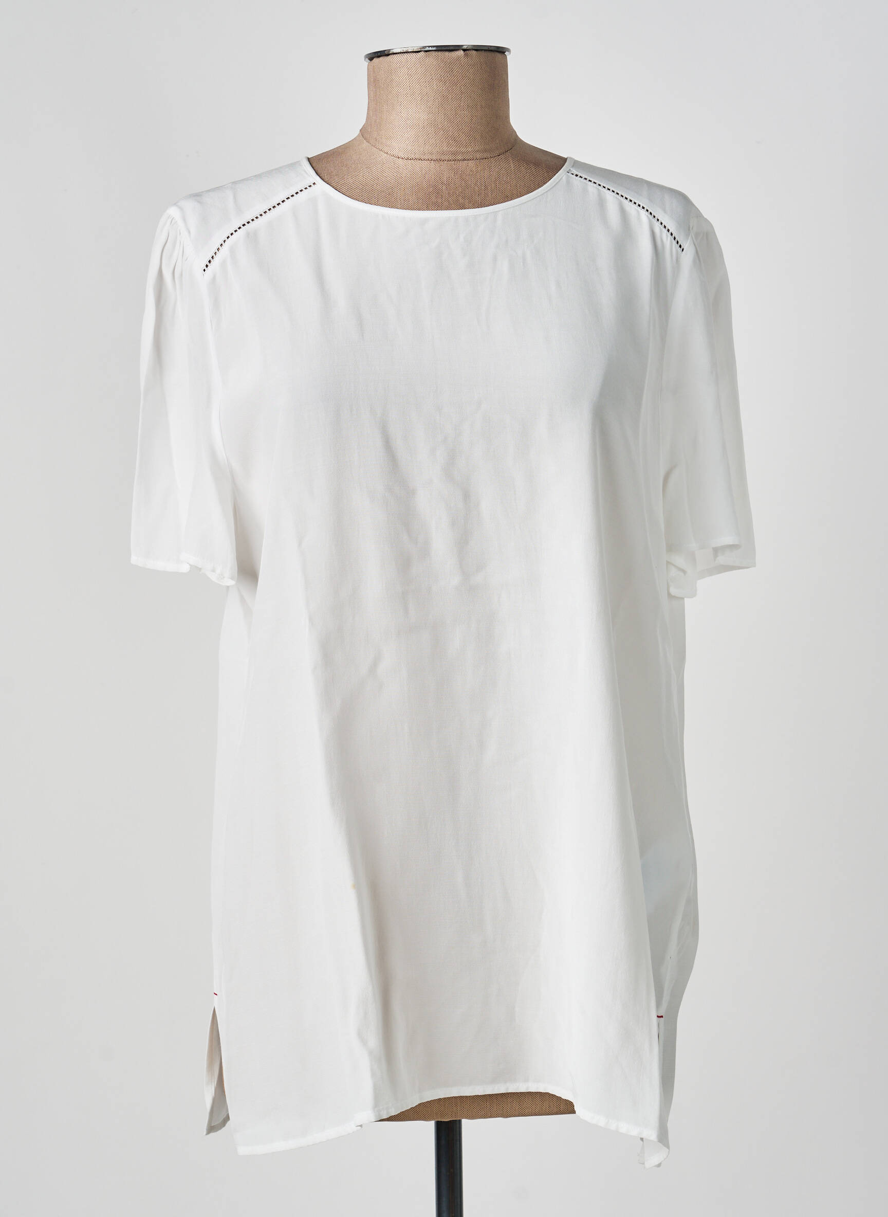 Top coupe fluide manches courtes blanc TOMMY HILFIGER femme