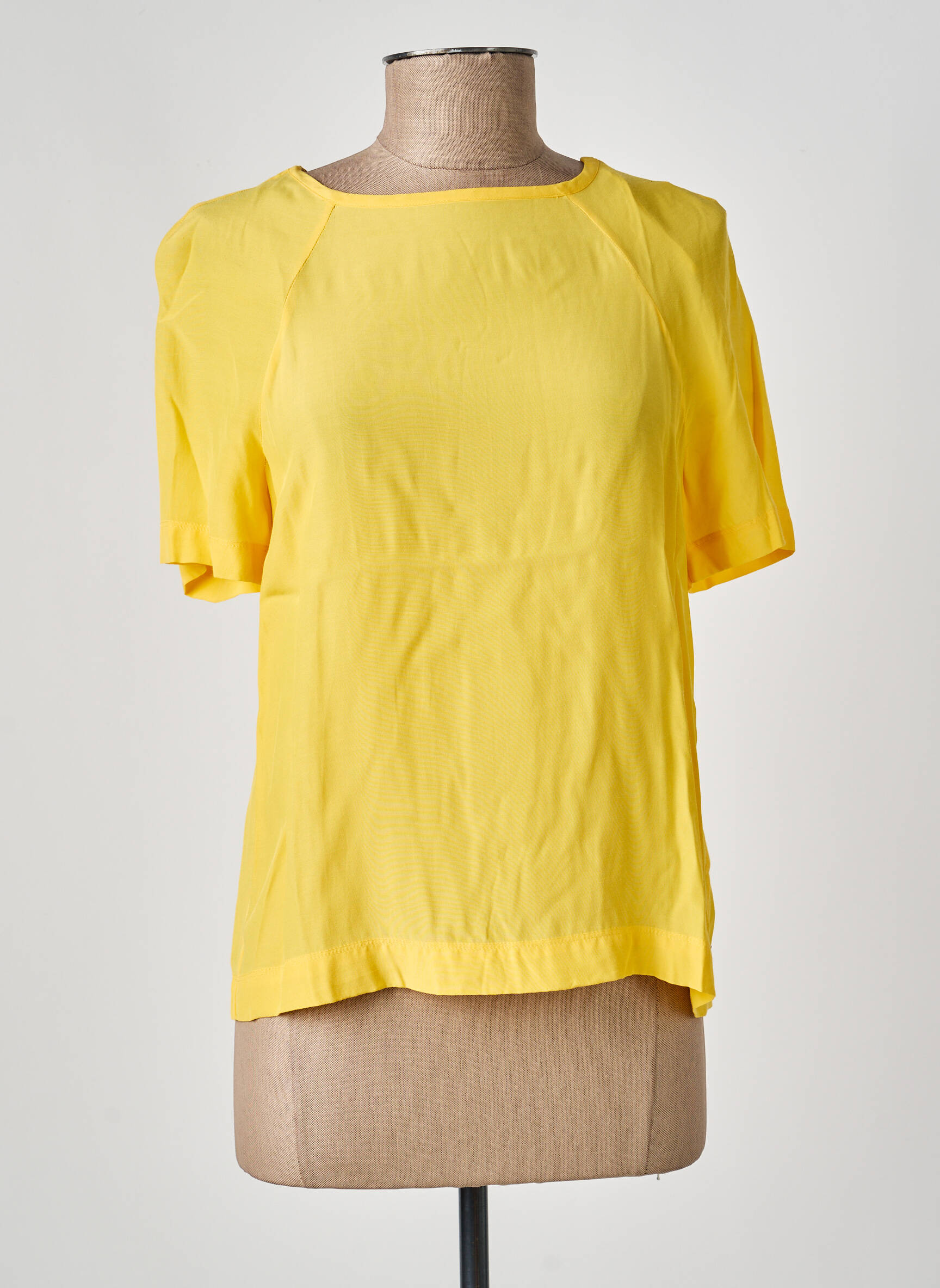Top coupe fluide manches courtes jaune TOMMY HILFIGER femme