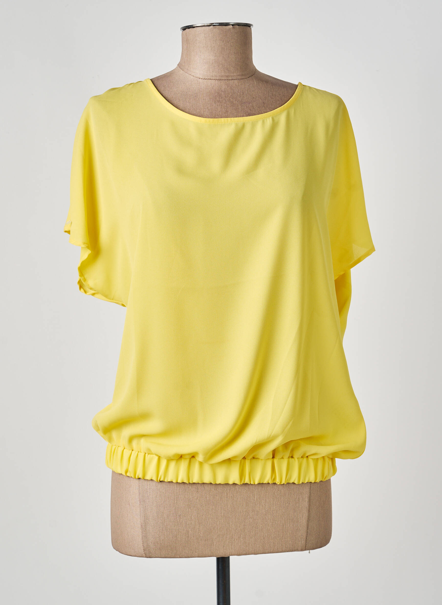 Blouse légère et transparente manches courtes jaune TRUSSARDI JEANS femme