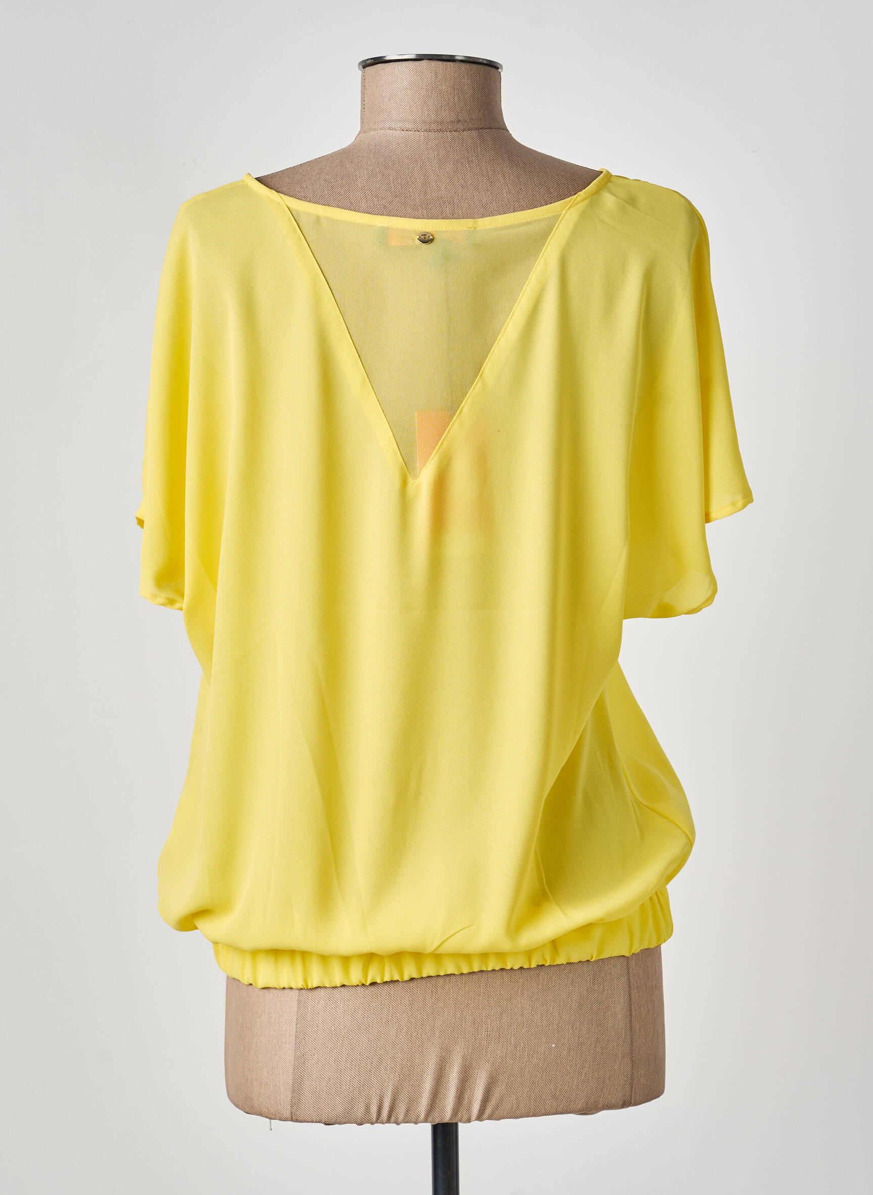 Blouse légère et transparente manches courtes jaune TRUSSARDI JEANS femme