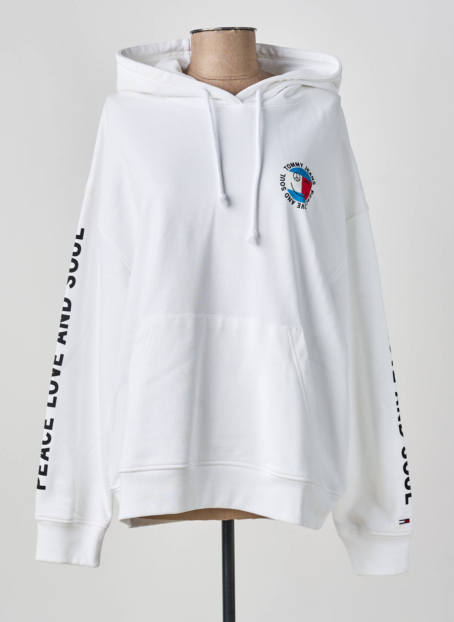 Sweat-shirt à capuche stretch manches longues blanc TOMMY HILFIGER femme