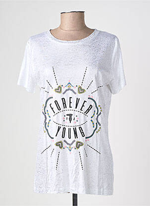 T-shirt sérigraphie floquée manches courtes blanc TRUSSARDI JEANS femme