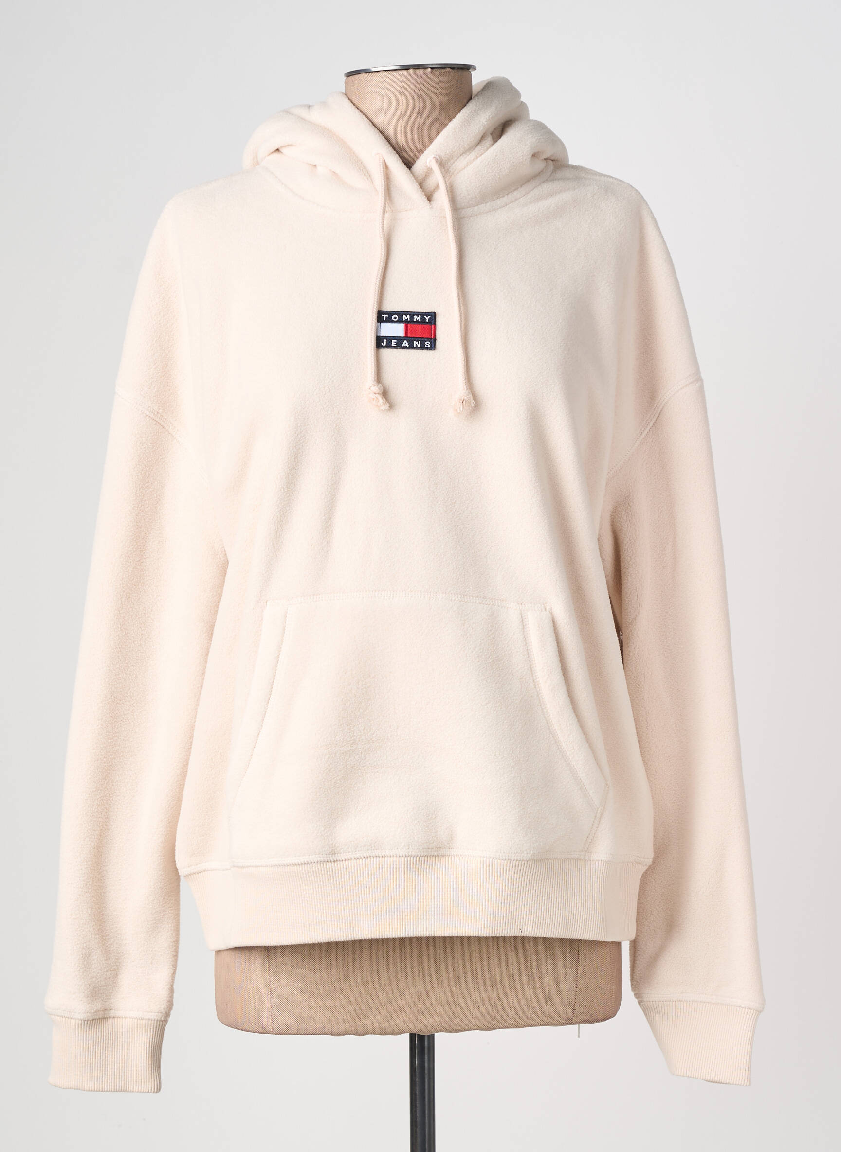 Sweat-shirt à capuche coupe droite manches longues beige TOMMY HILFIGER femme