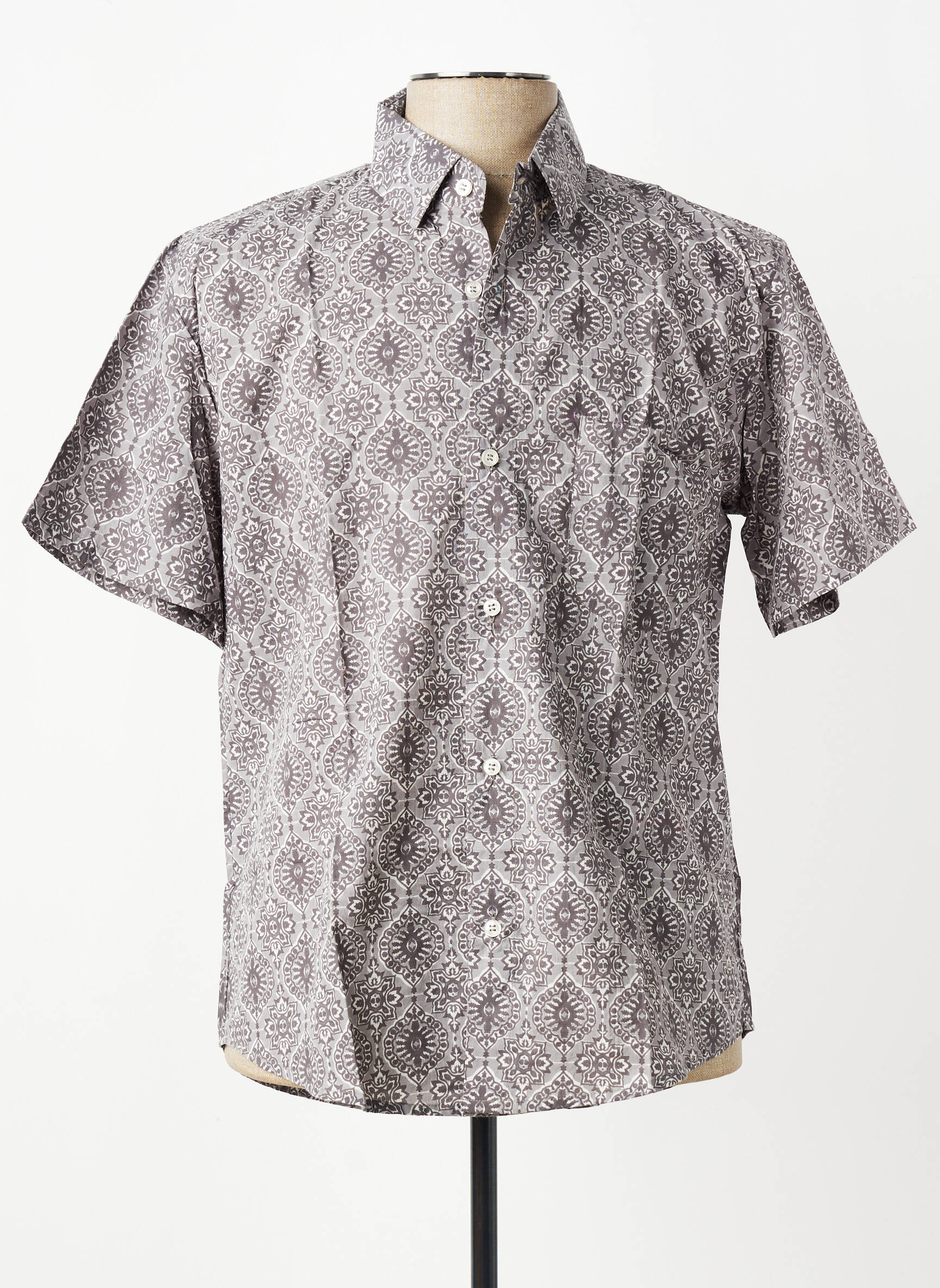 Chemise manches courtes imprimé fantaisie gris SINOE BY BAMBOO'S homme