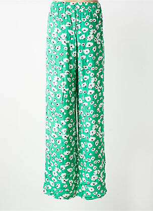 Pantalon large tissage crêpe taille normale vert LAURE + MAX femme