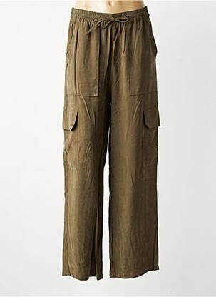 Pantalon large tissage popeline taille normale vert ORFEO femme