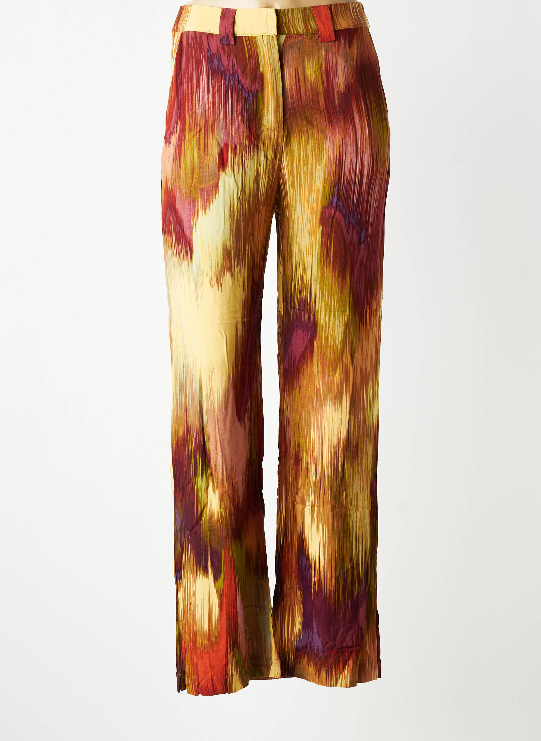 Pantalon droit tissage popeline taille normale jaune ORFEO femme