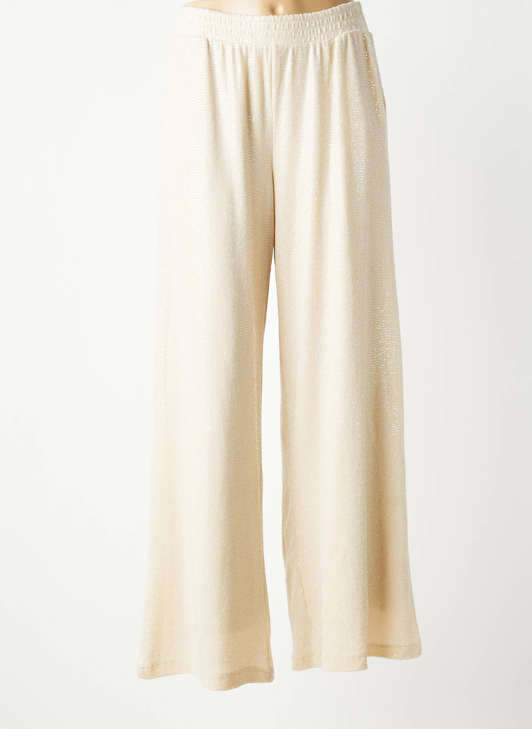 Pantalon large taille normale taille normale beige IMPREVU femme