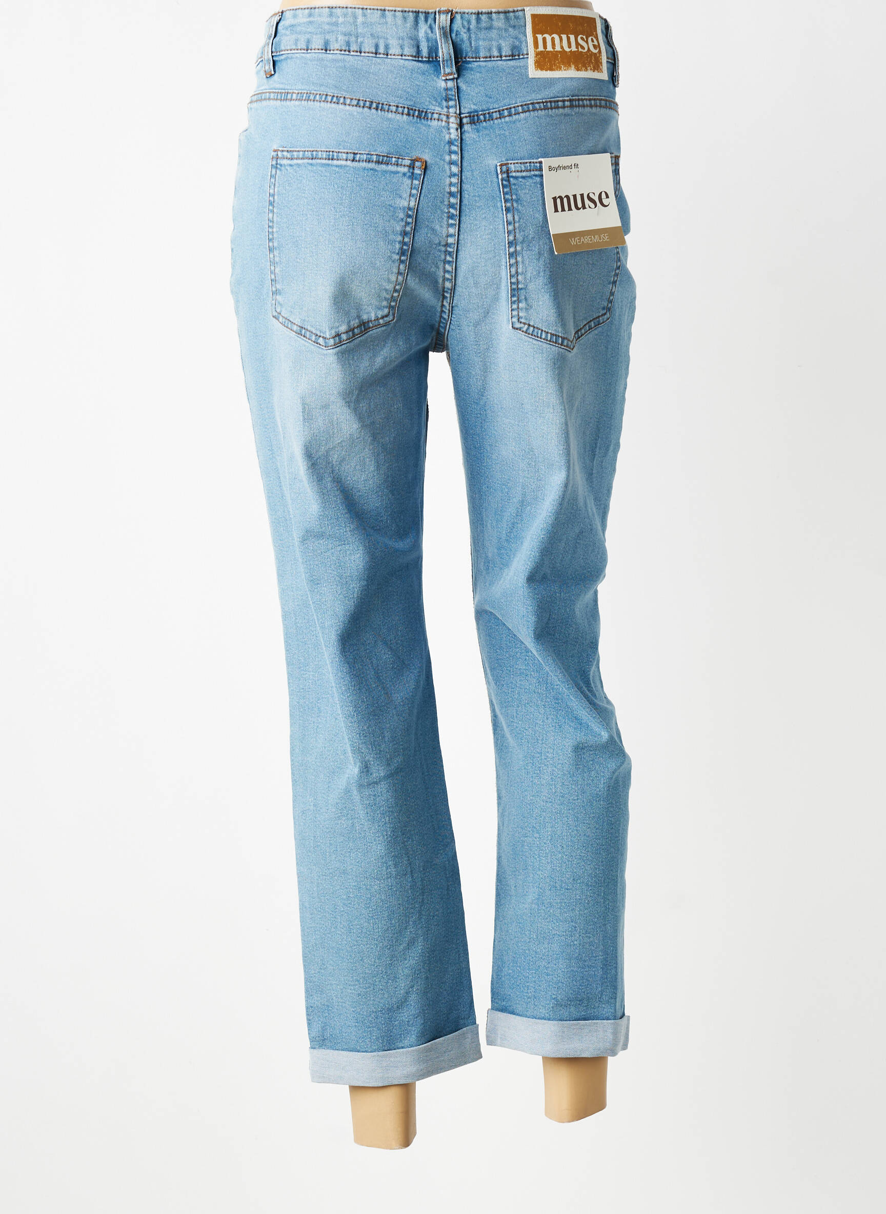Jeans coupe droite stretch taille normale bleu MUSE femme