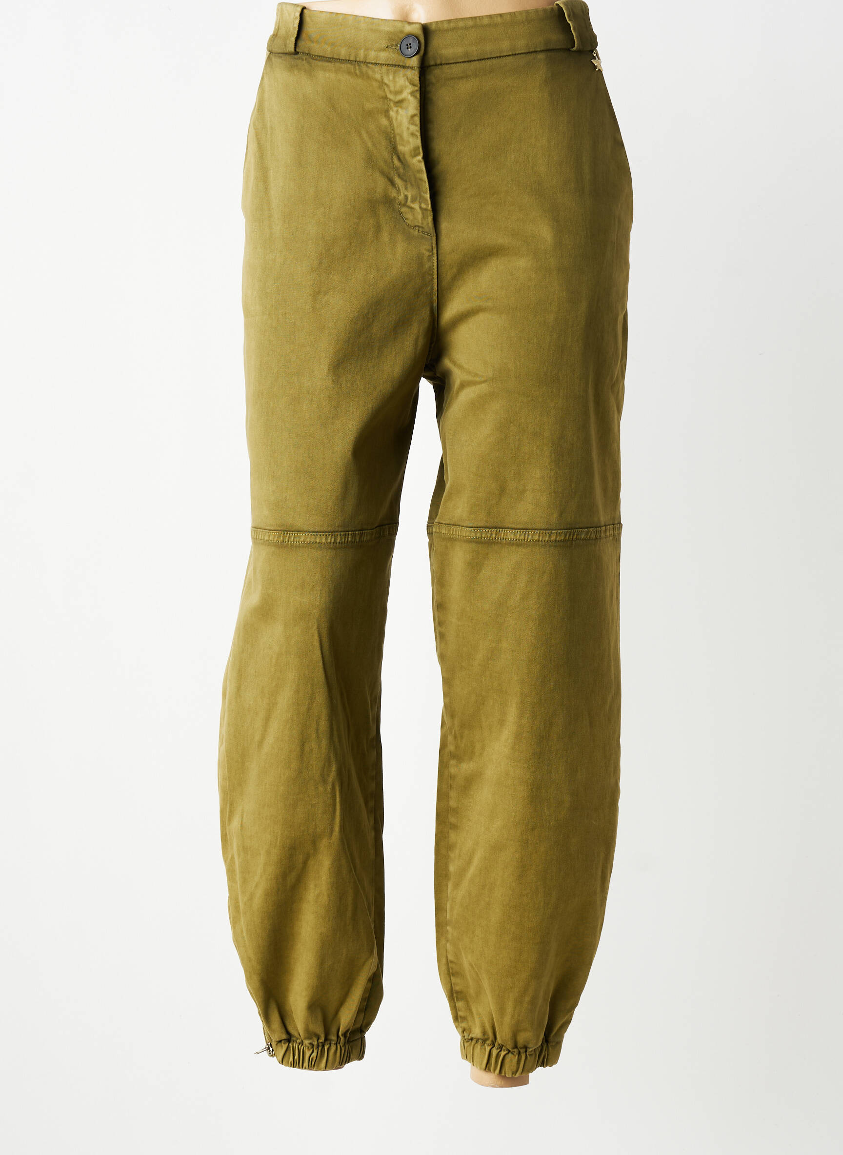 Pantalon droit stretch taille normale vert SOUVENIR femme