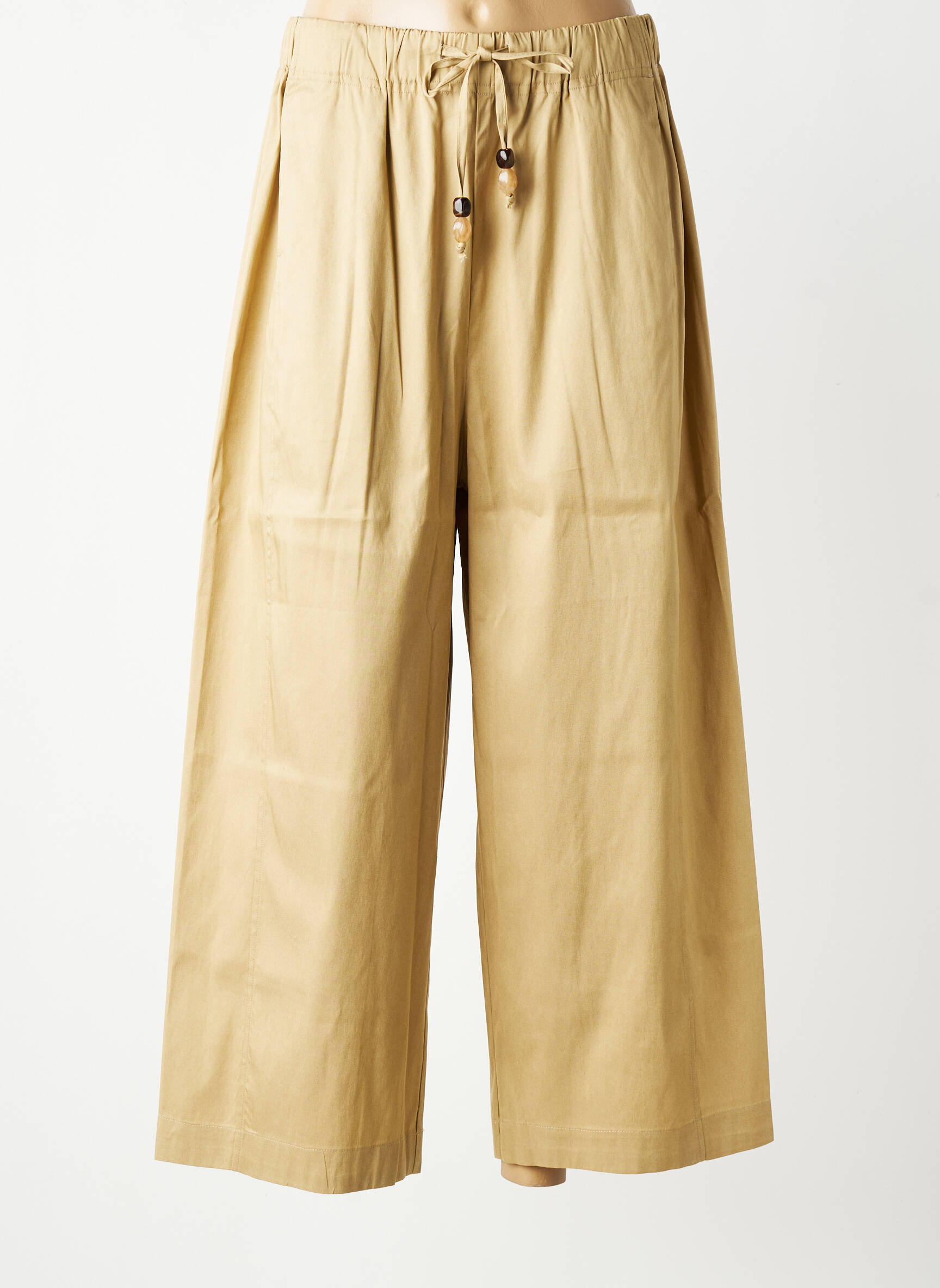 Pantalon large tissage popeline taille normale beige ORFEO femme