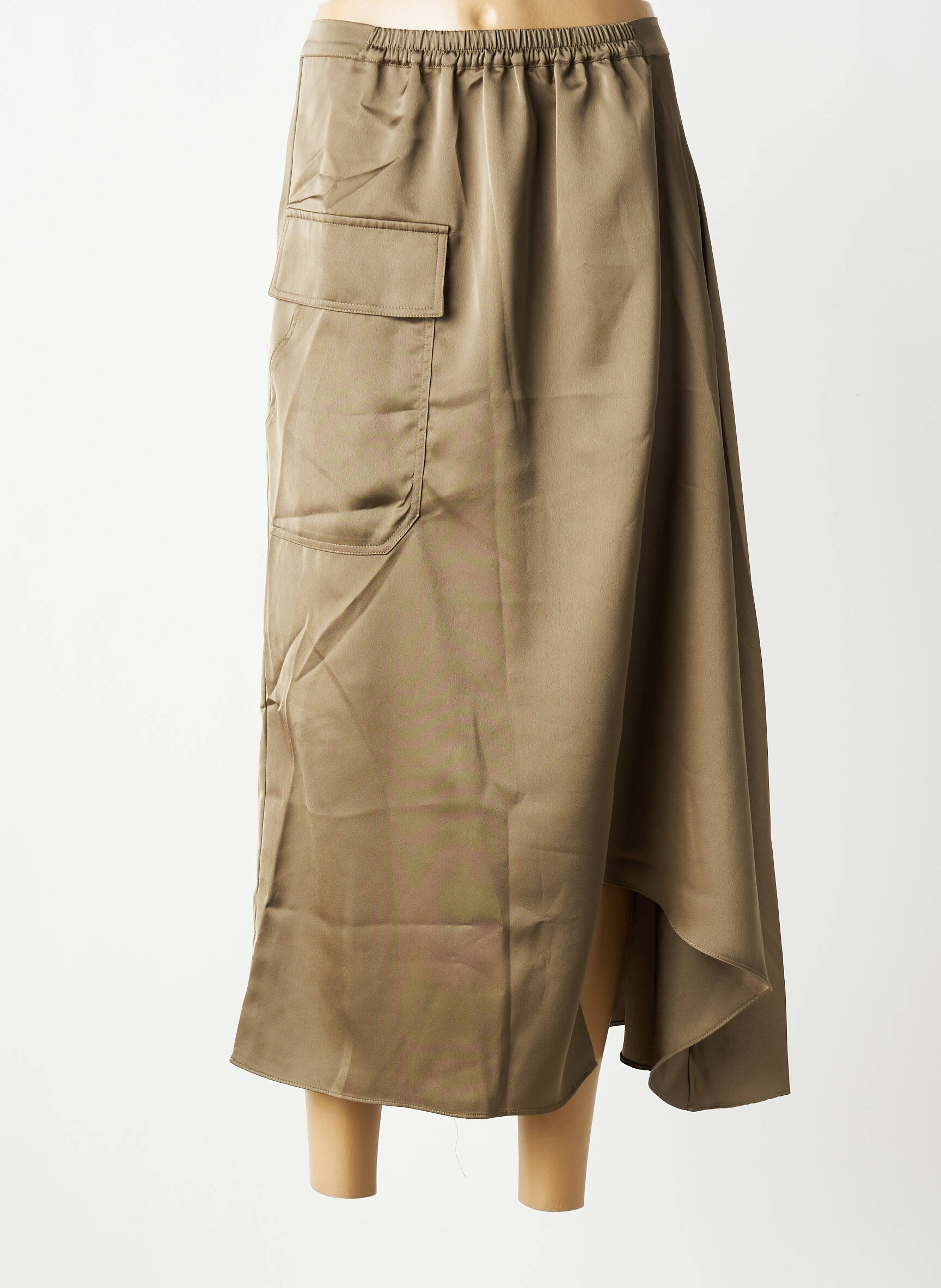 Jupe longue coupe droite vert ORFEO femme
