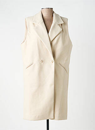 Manteau long coupe droite sans capuche beige LAURE + MAX femme