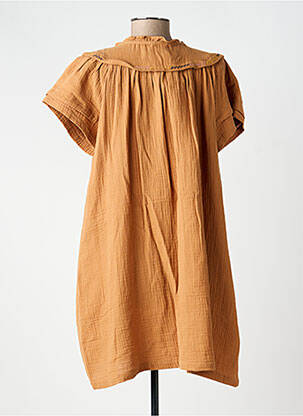 Robe courte manches courtes manches courtes marron ORFEO femme
