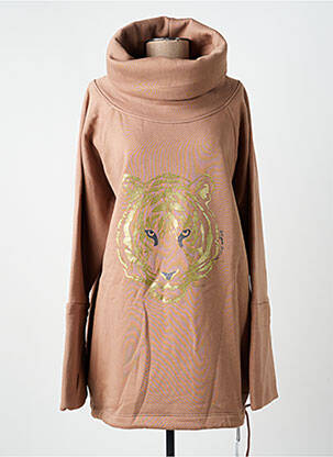 Sweat-shirt stretch manches longues marron VIRGINIE DARLING femme