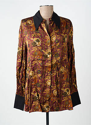 Chemisier imprimé fleurs manches longues rouge IMPREVU femme