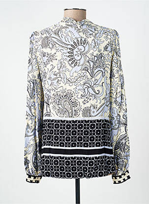 Chemisier imprimé fleurs manches longues gris IMPREVU femme