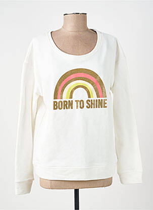 Sweat-shirt stretch manches longues beige VIRGINIE DARLING femme
