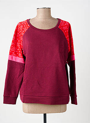 Sweat-shirt broderie manches longues rouge ANOUK ET NINON femme