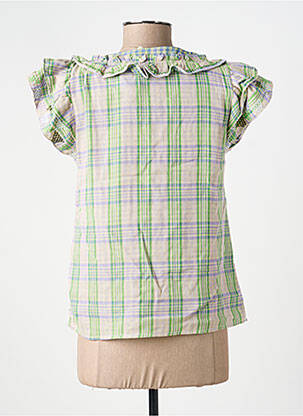Blouse tissage crêpe manches courtes vert ORFEO femme