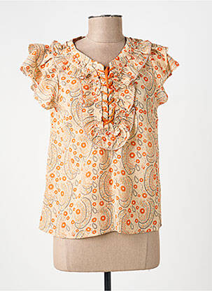 Blouse légère et transparente manches courtes orange ORFEO femme
