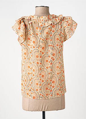 Blouse légère et transparente manches courtes orange ORFEO femme