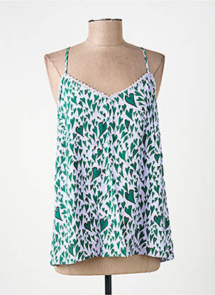 Top tissage crêpe fines bretelles vert POM AMSTERDAM femme