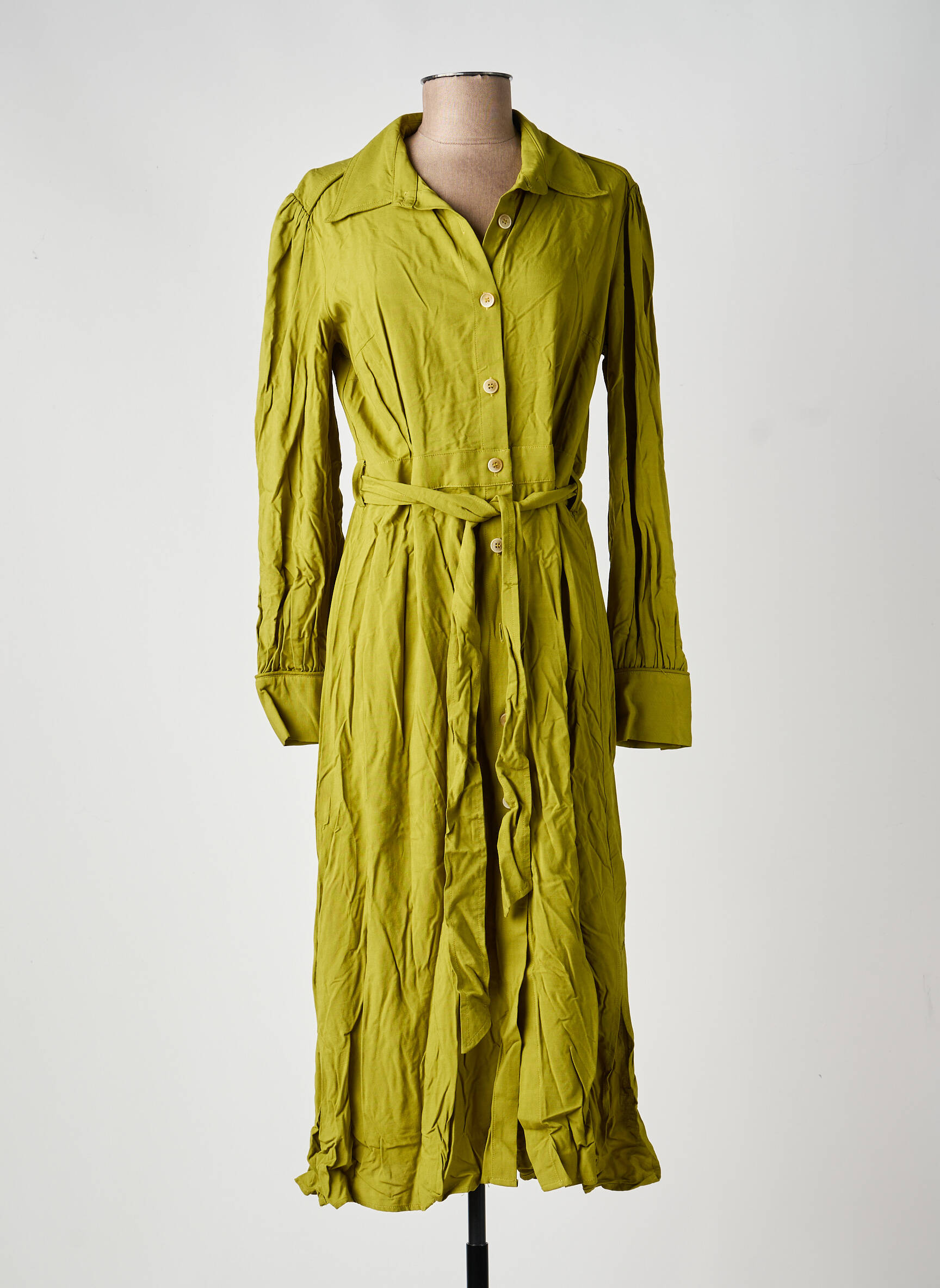 Robe longue manches longues manches longues vert ORFEO femme