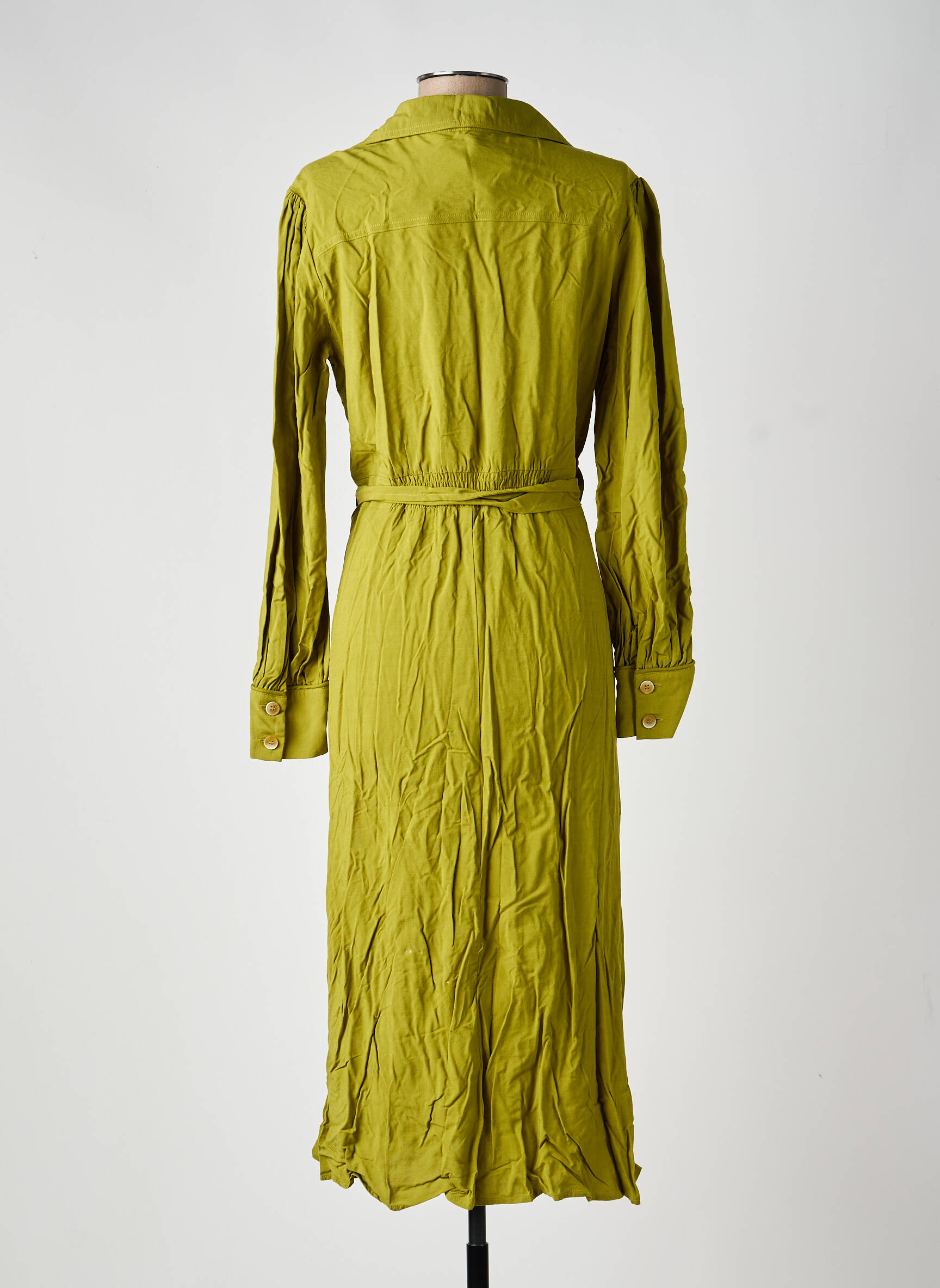 Robe longue manches longues manches longues vert ORFEO femme