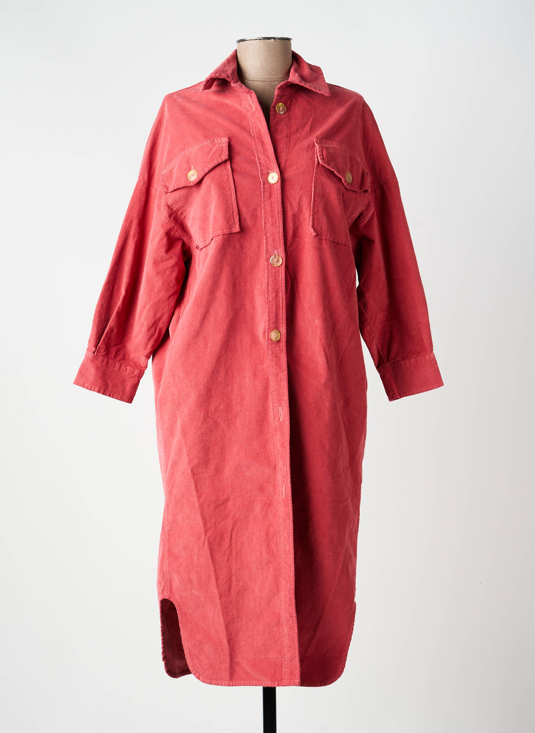 Robe mi-longue manches longues manches longues rose IMPREVU femme