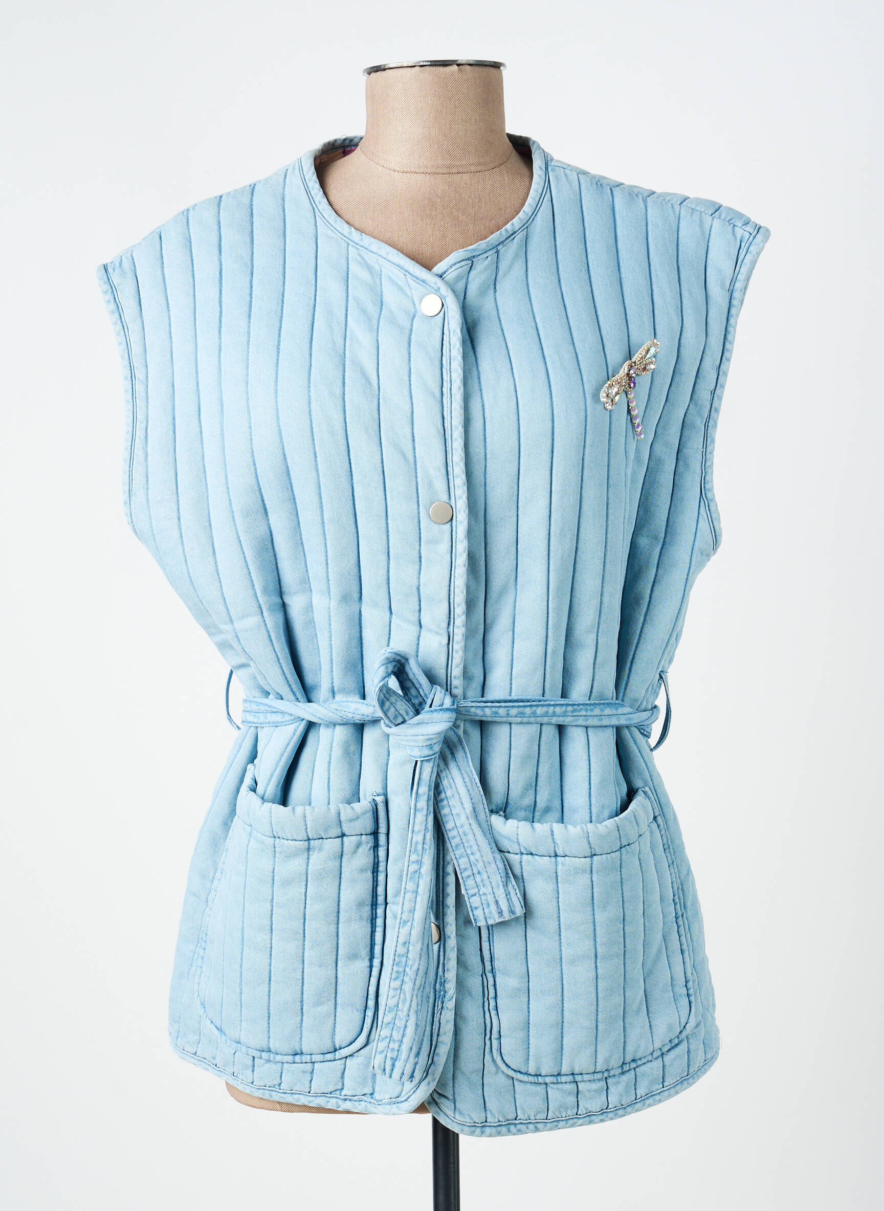 Gilet sans manche poches bleu ORFEO femme