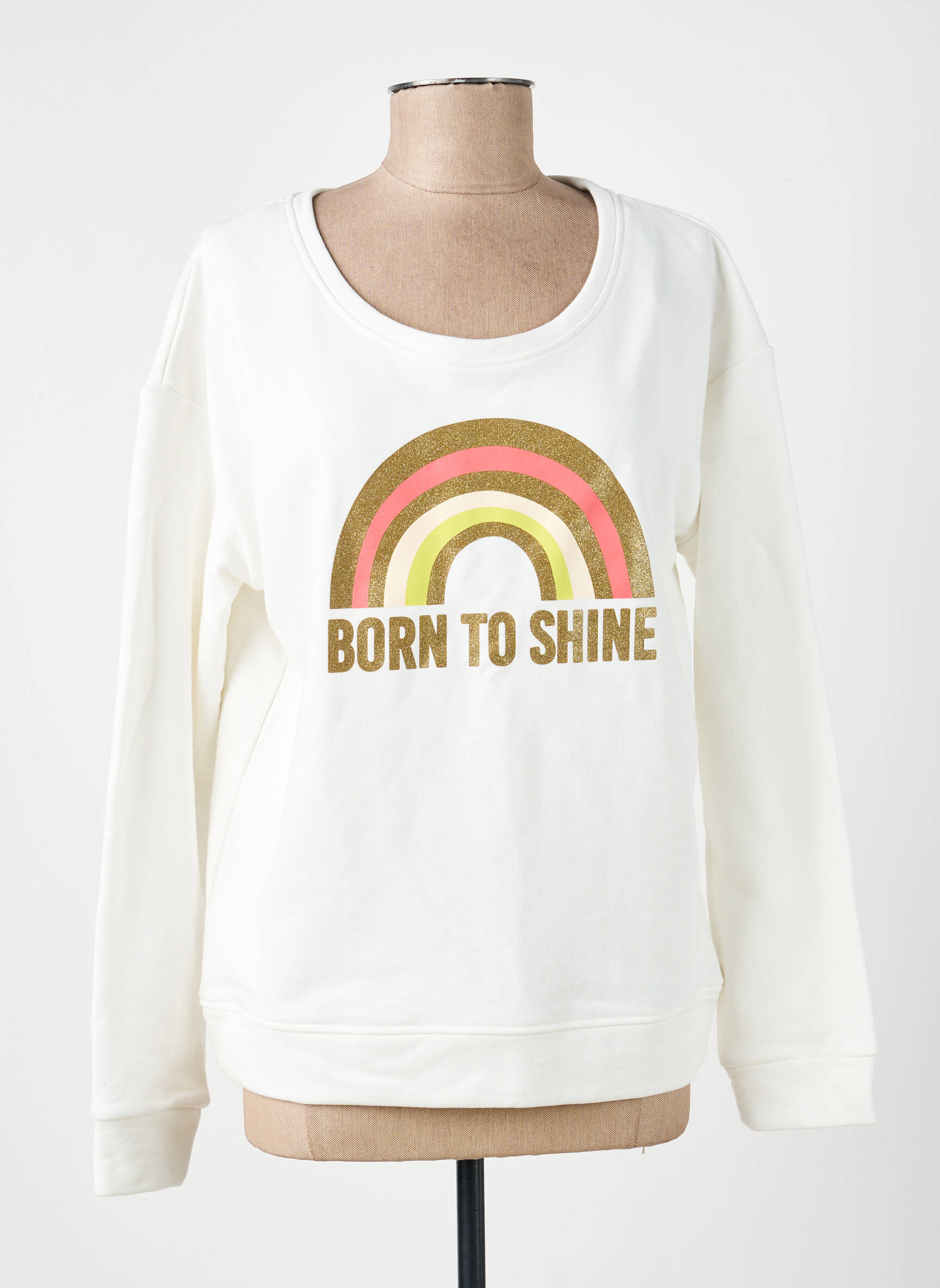 Sweat-shirt stretch manches longues beige VIRGINIE DARLING femme