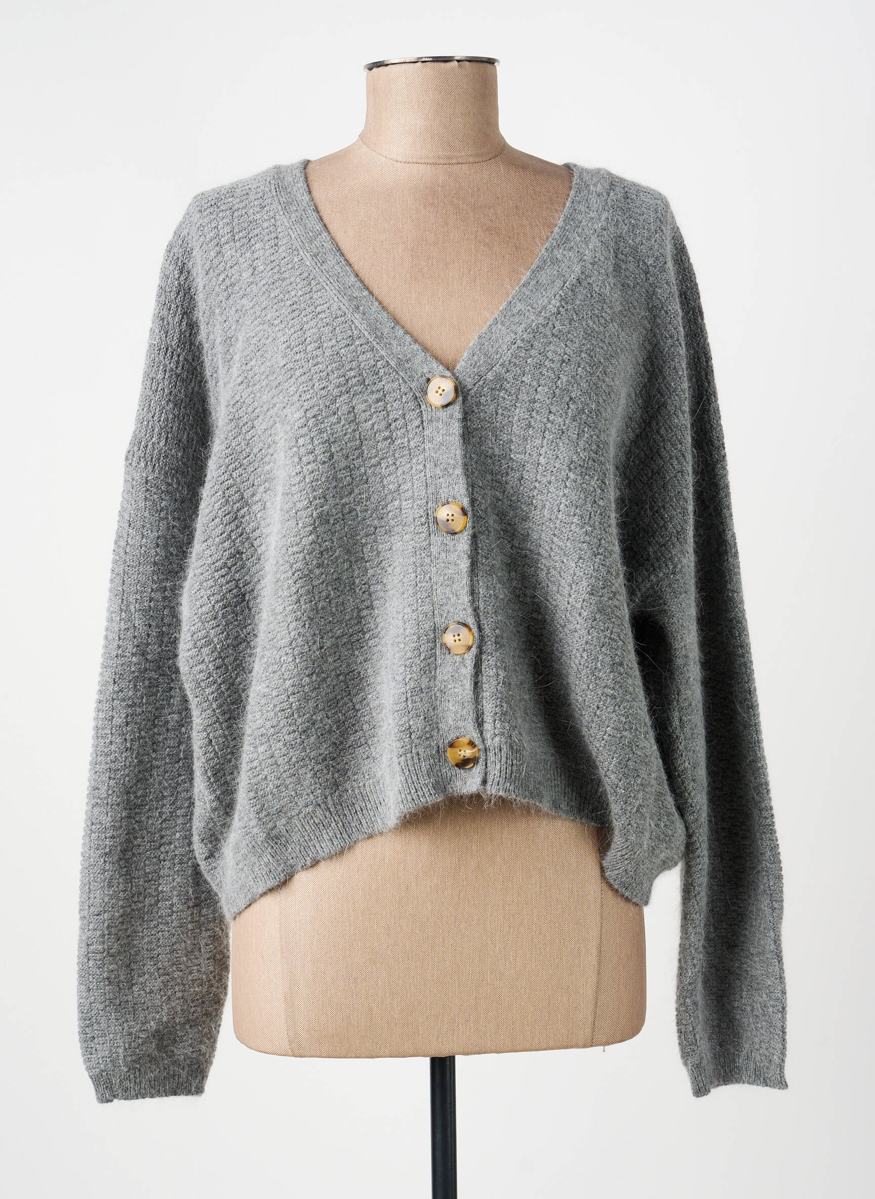 Gilet manches longues resserrée sur le bas gris RUE MAZARINE femme