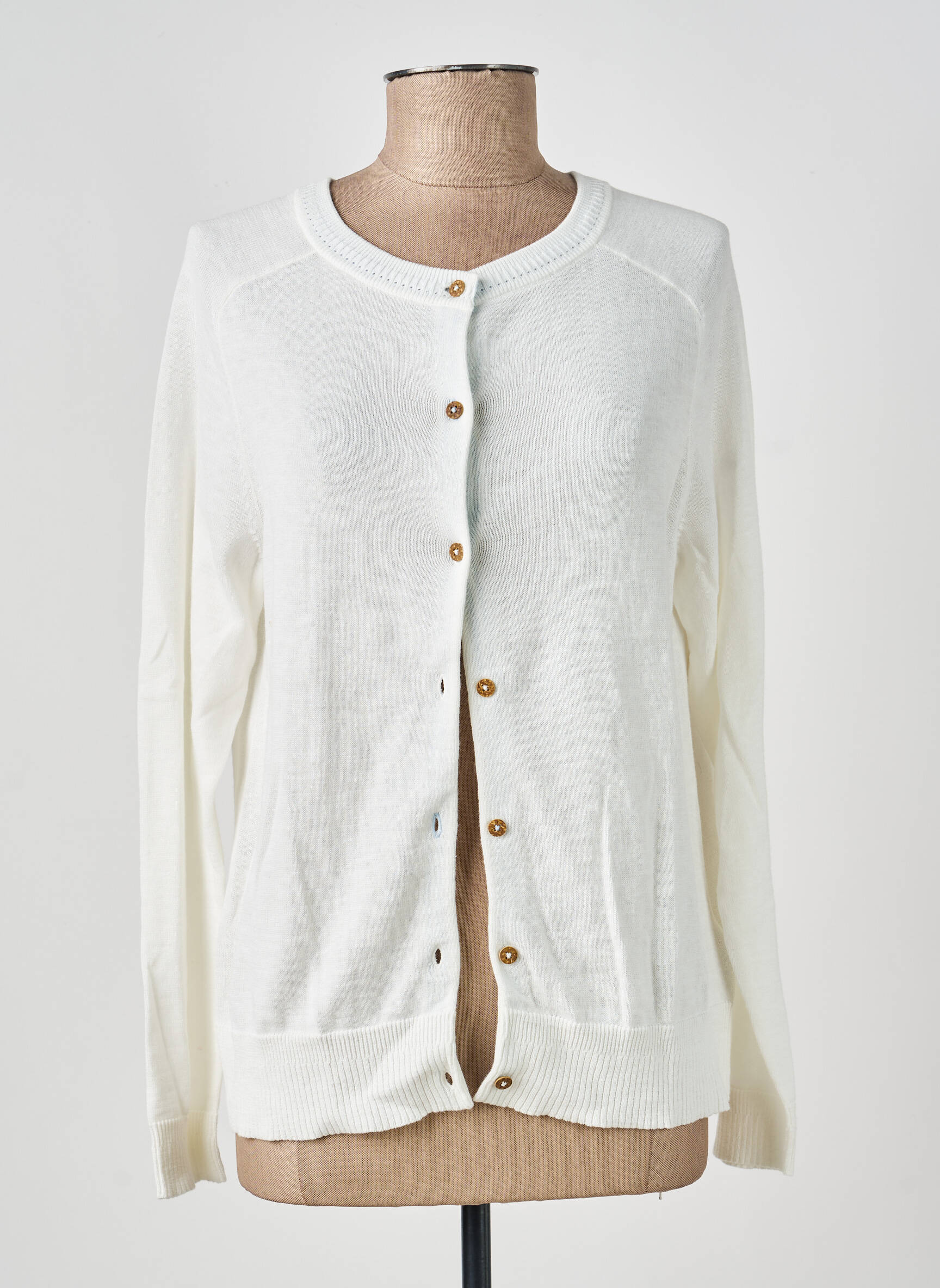 Gilet manches longues col rond beige WHITE STUFF femme