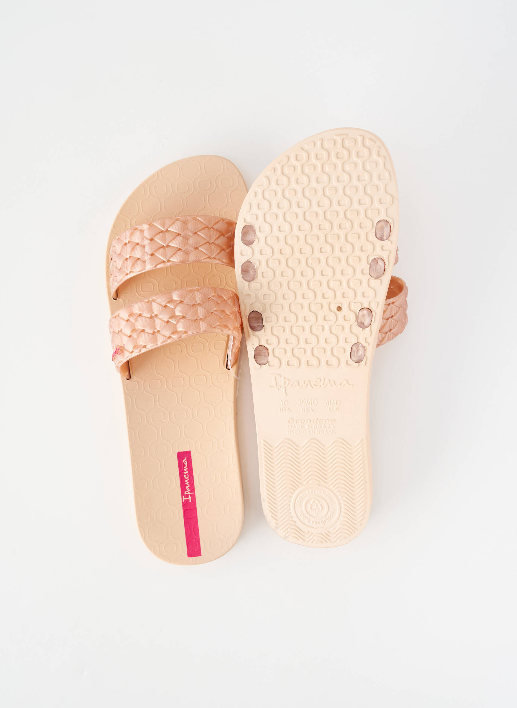 Mules/sabots tissage tressé talon plat jusqu'à 3cm rose IPANEMA femme