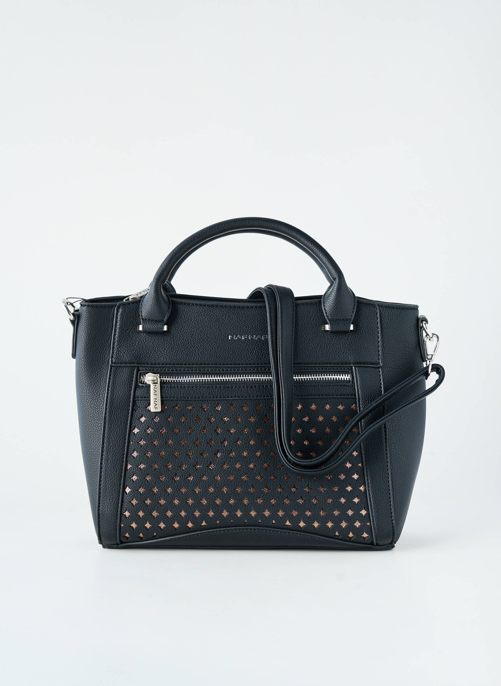 Sac fermeture zippée forme rectangulaire noir NAF NAF femme