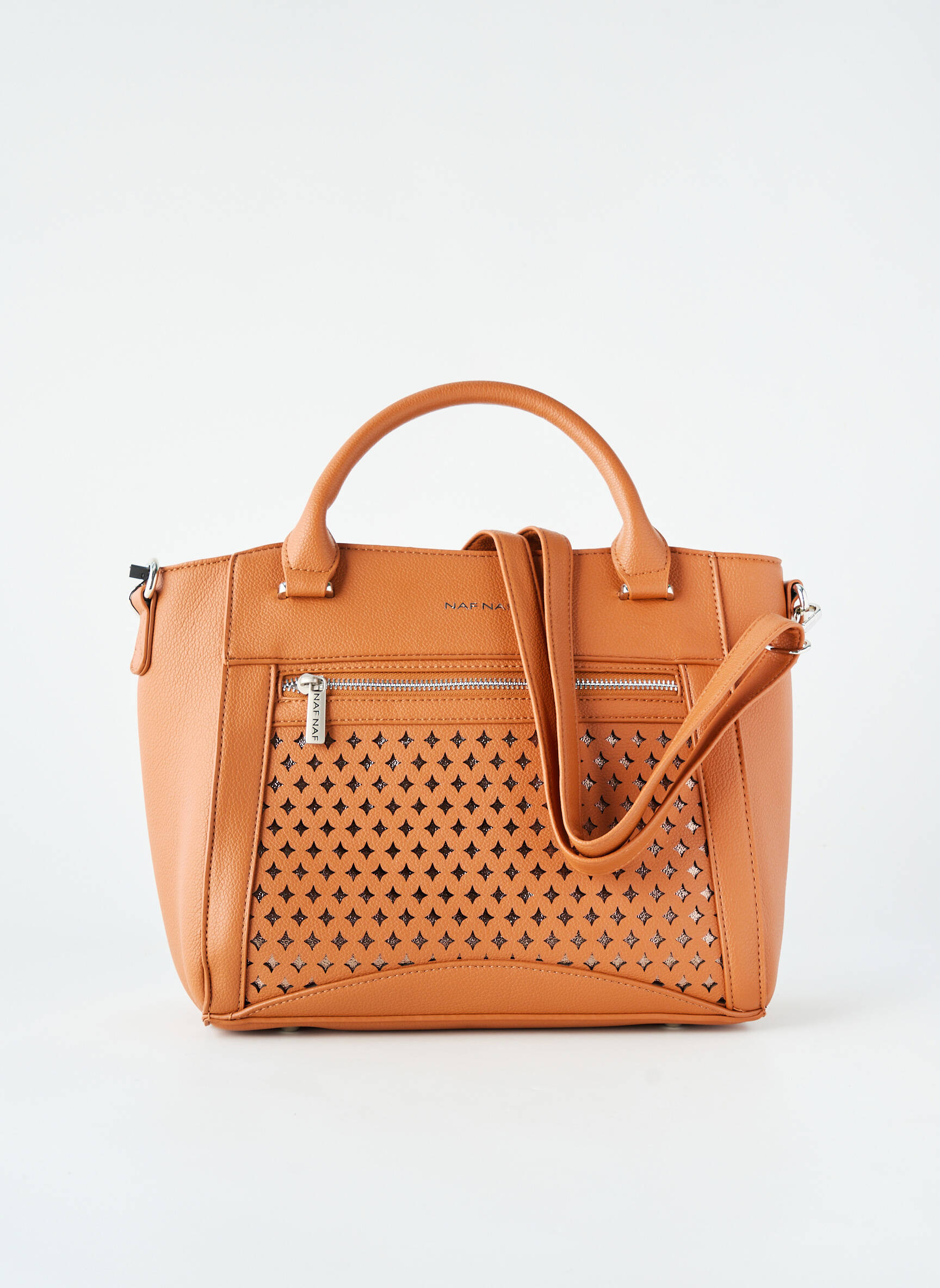 Sac fermeture zippée forme rectangulaire marron NAF NAF femme
