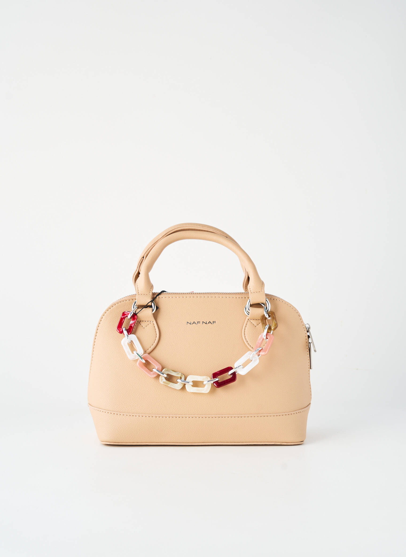 Sac fermeture zippée forme rectangulaire beige NAF NAF femme