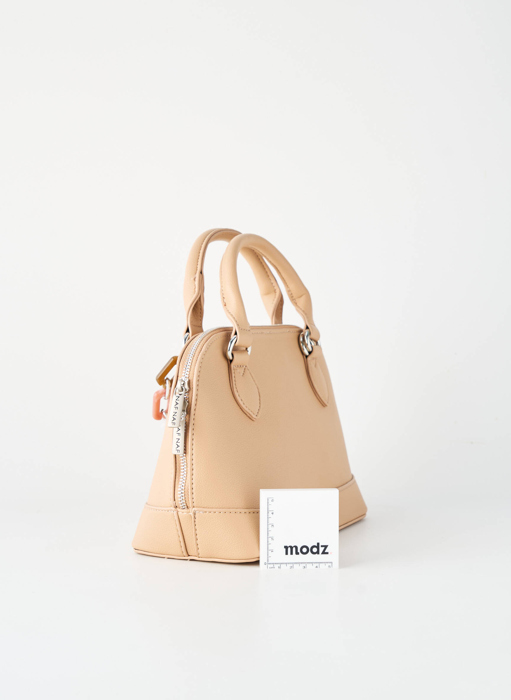 Sac fermeture zippée forme rectangulaire beige NAF NAF femme