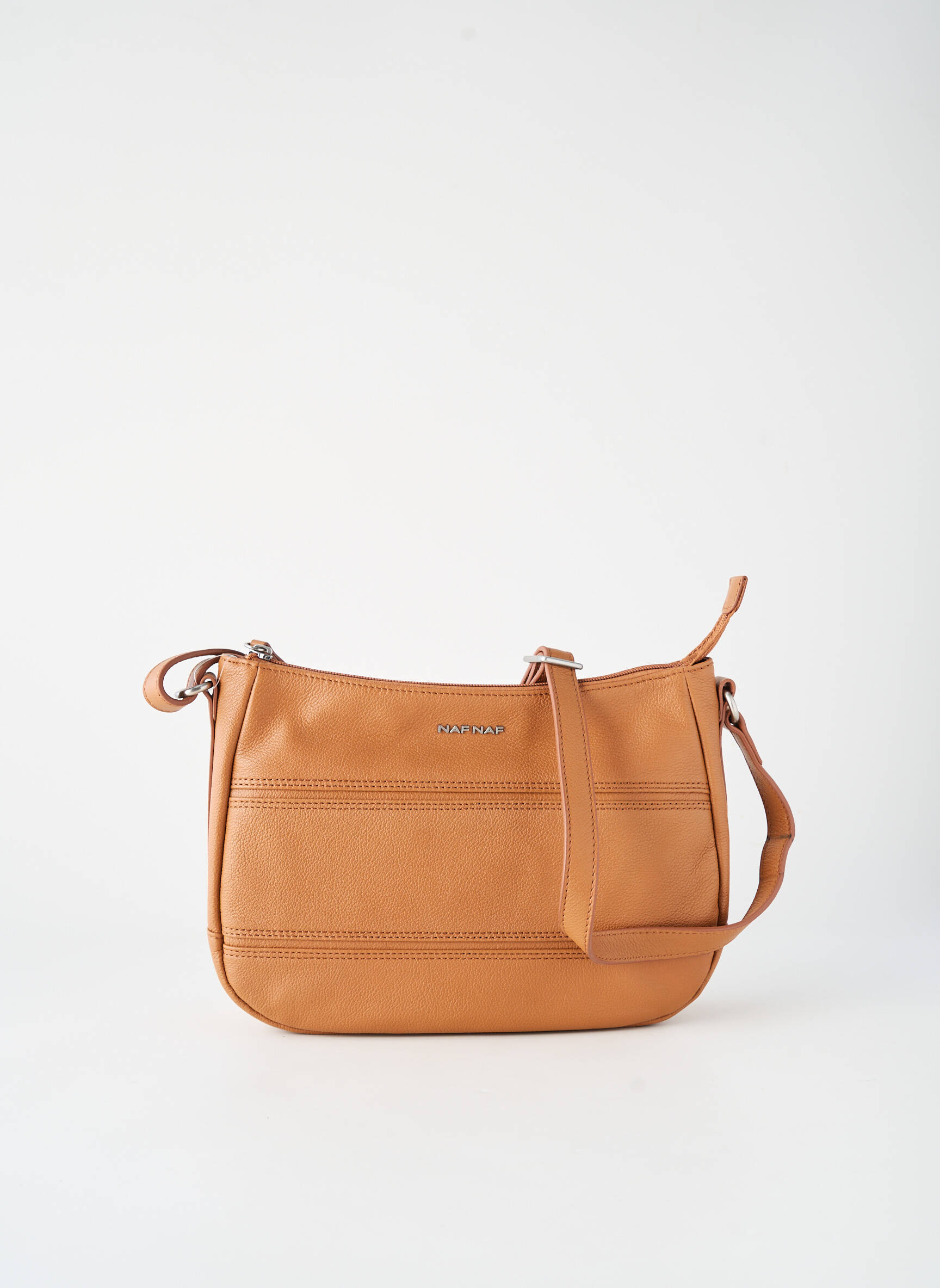 Sac fermeture zippée forme rectangulaire marron NAF NAF femme