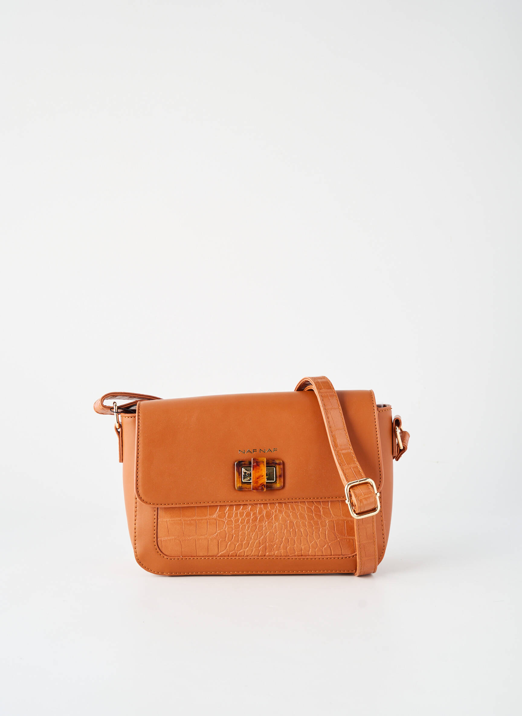 Sac multipoches forme rectangulaire marron NAF NAF femme